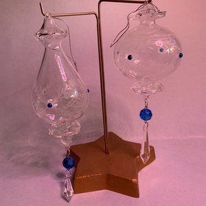 Set of two Clear glass christmas ornaments